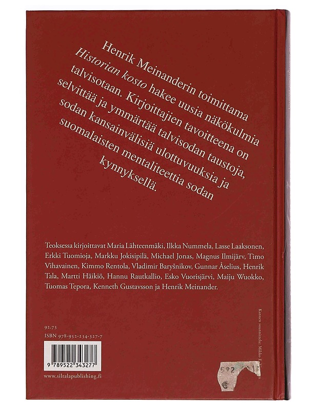 Historian kosto : Suomen talvisota kehyksissään - Meinander, Henrik - Historiakirjat - 10105348403 - 1