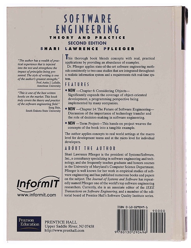 Software engineering : theory and practice - Shari Lawrence Pfleeger - Tietokirjat ja oppaat - 10105348432 - 1