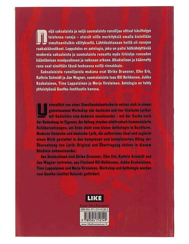 Toisen sanoin : suomalais-saksalainen runoantologia : finnisch-deutsche Lyrikanthologie = Mit den Worten des Anderen - Virolainen, Merja - Romaanit ja novellit - 10105348753 - 1