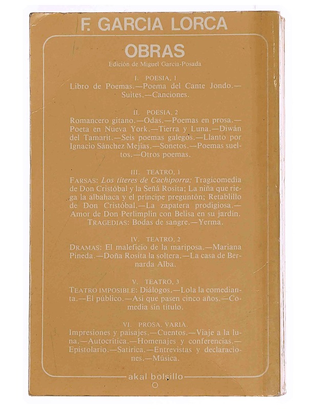 Poesia, 1 - F. Garcia Lorca - Runot ja näytelmät - 10105349129 - 1