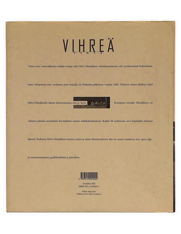 Vihreä virta: valikoima Helvi Hämäläisen runoja - Jaatinen, Sanna - Runot ja näytelmät - 10105349232 - 1