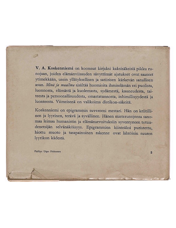Minä ja maailma : epigrammeja - V. A. Koskenniemi - Runot ja näytelmät - 10105349267 - 1