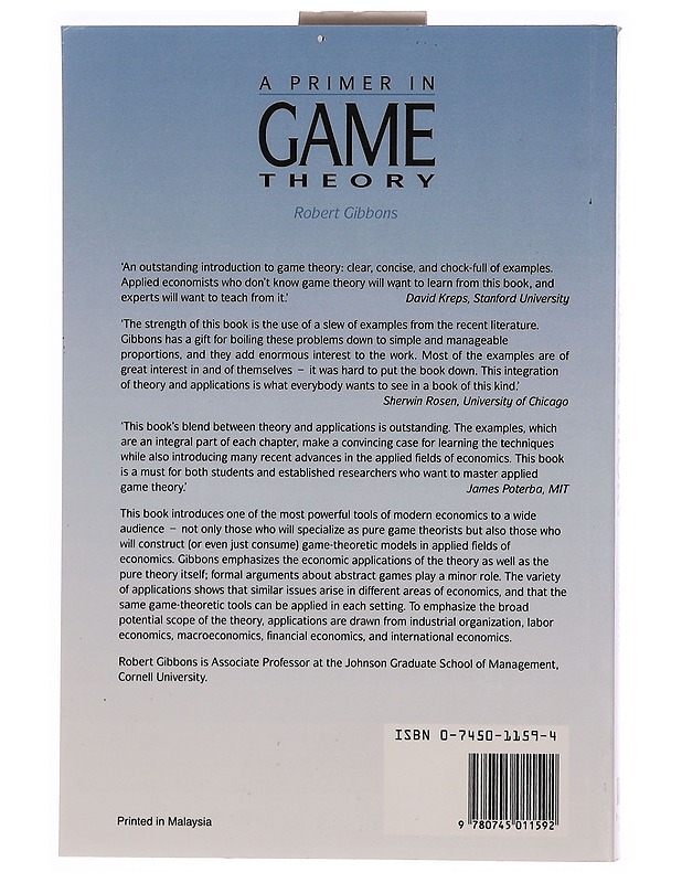 A primer in game theory - Robert Gibbons - Tietokirjat ja oppaat - 10105350126 - 1