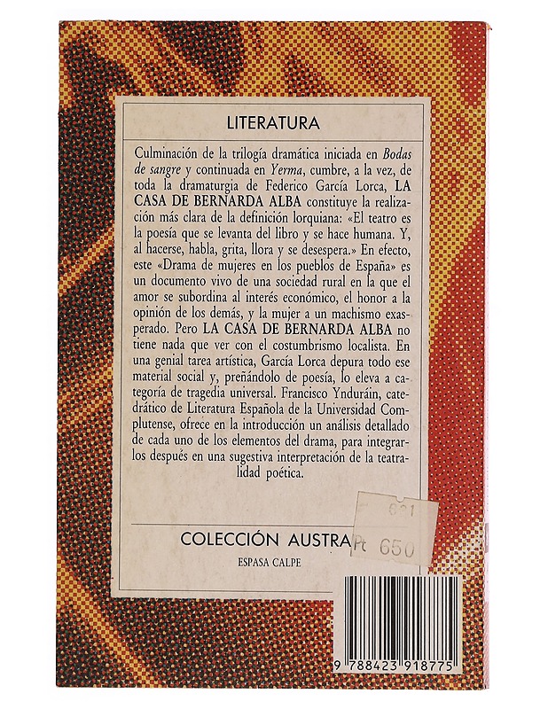 La Casa de Bernarda Alba - Federico Garcìa Lorca - Romaanit ja novellit - 10105351090 - 1