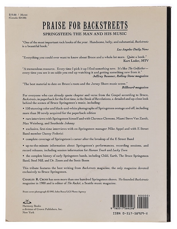 Backstreets: Springsteen, the Man and His Music - Charles R. Cross - Elämäkerrat ja muistelmat - 10105352103 - 1