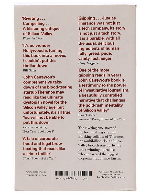 Bad blood : secrets and lies in a Silicon Valley startup - John Carreyrou - Tietokirjat ja oppaat - 10105352332 - 1