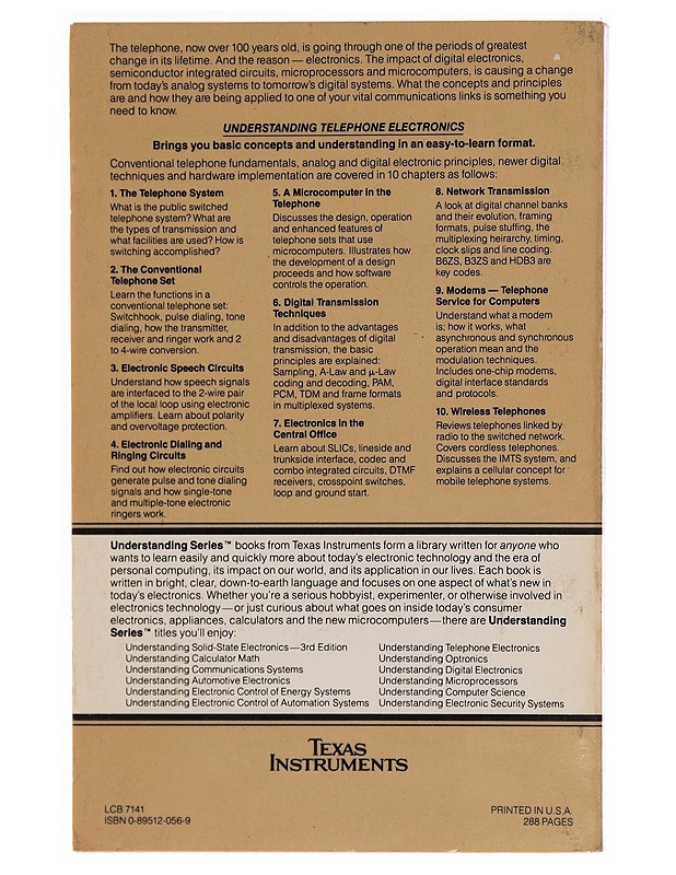 Understanding Telephone Electronics - John L. Fike, George E. Friend - Tietokirjat - 10105352391 - 1