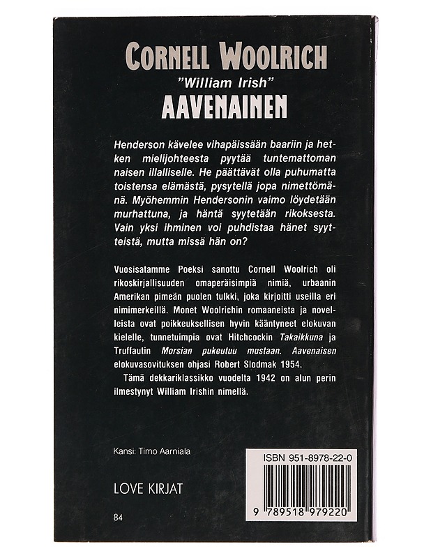 Aavenainen - Woolrich, Cornell - Romaanit ja novellit - 10105352676 - 1