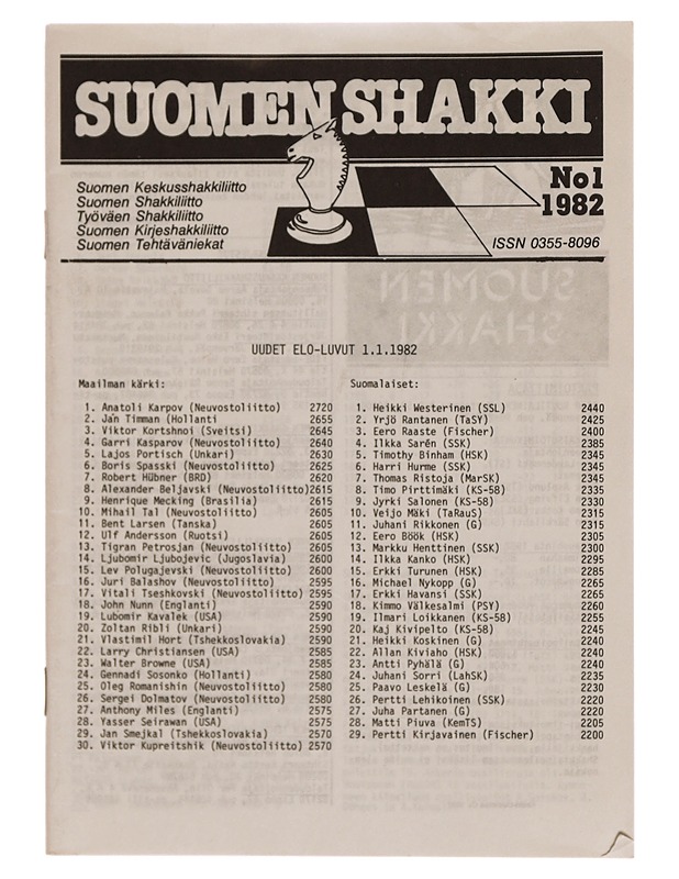 Suomen Shakki tapahtumakalenteri 1-11/1982 - Lehdet - 10105353222 - 0