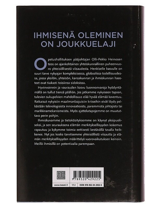 Eletään ihmisiksi : yhteisöllistä viisautta etsimässä - Olli-Pekka Heinonen - Tietokirjat ja oppaat - 10105353982 - 1