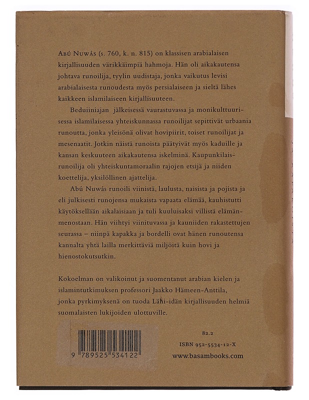 Runoja kaduilta ja kapakoista - Abú Nuwás - Runot ja näytelmät - 10105354141 - 1