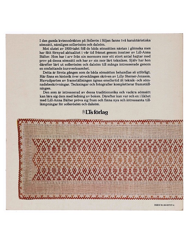Sollerösöm och dalsöm : sömmar från Dalarna - Lill-Anna Bälter - Tietokirjat ja oppaat - 10105354144 - 1