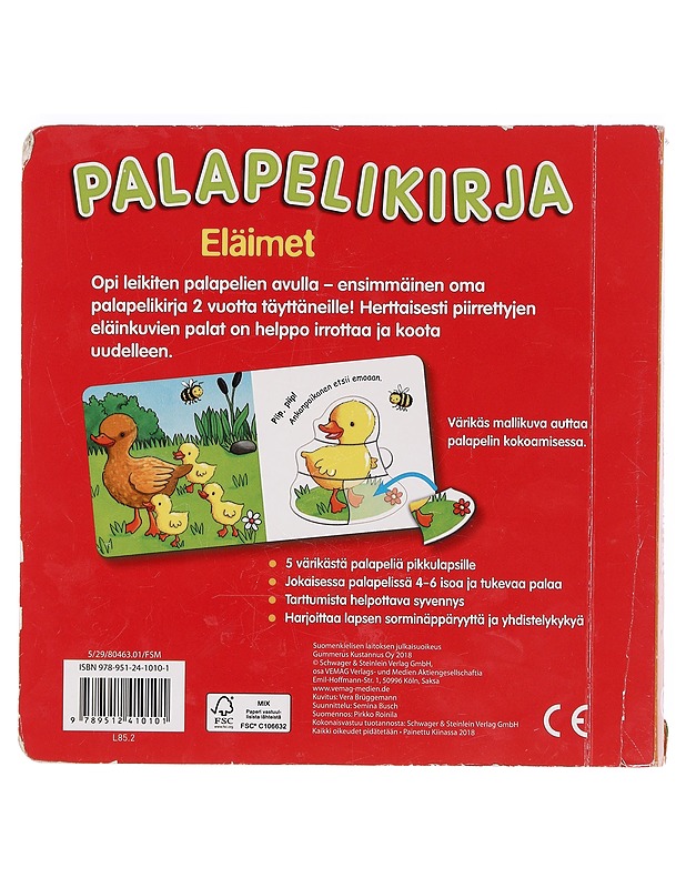 Eläimet: palapelikirja - Brüggemann, Vera - Lastenkirjat - 10105356103 - 1
