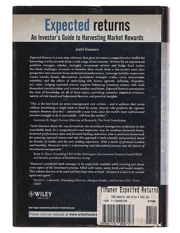 Expected returns : an investor's guide to harvesting market rewards - Antti Ilmanen - Tietokirjat ja oppaat - 10105356237 - 1