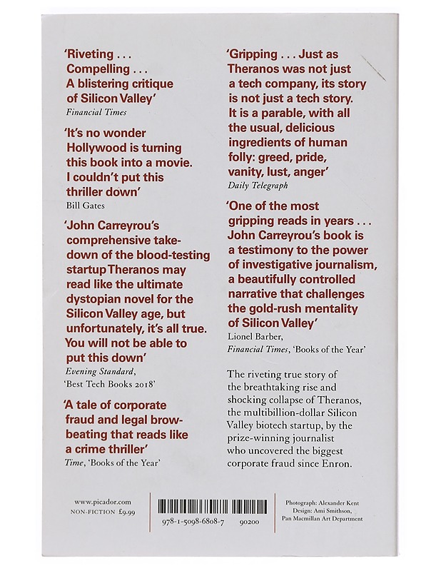 Bad blood : secrets and lies in a Silicon Valley startup - John Carreyrou - Tietokirjat ja oppaat - 10105357089 - 1