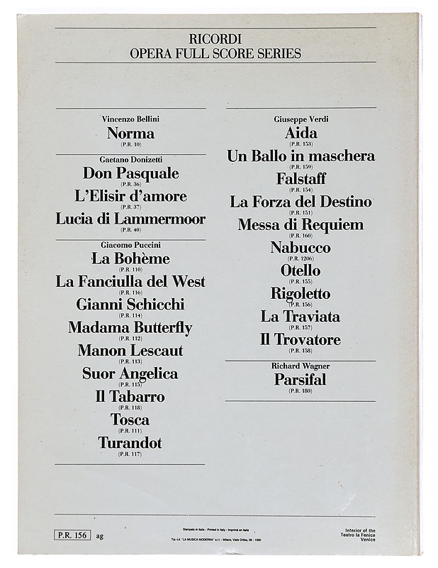 Giuseppe Verdi - Rigoletto - Ricordi Opera Full Score Series  - Musiikki- ja elokuvakirjat - 10105359712 - 1
