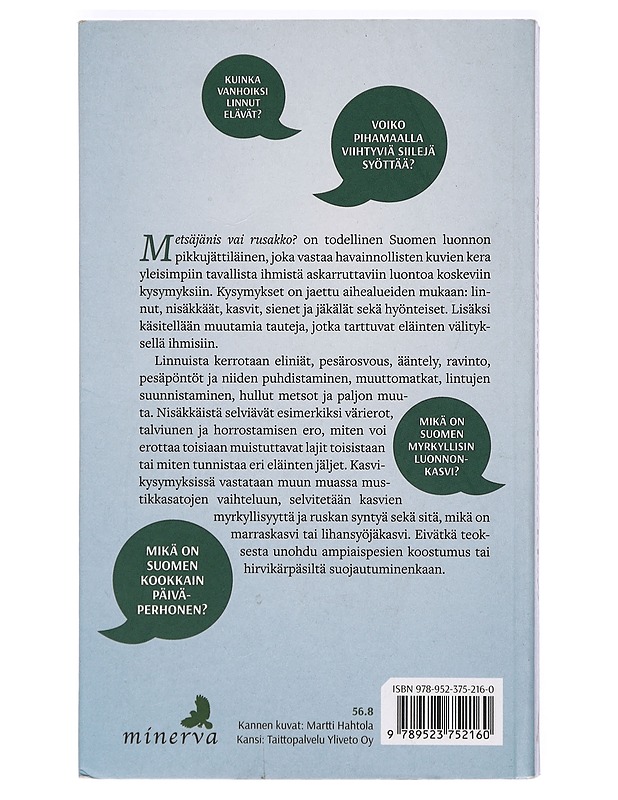 Metsäjänis vai rusakko? : 100 kysymystä Suomen luonnosta - Hahtola, Martti - Tietokirjat ja oppaat - 10105361796 - 1