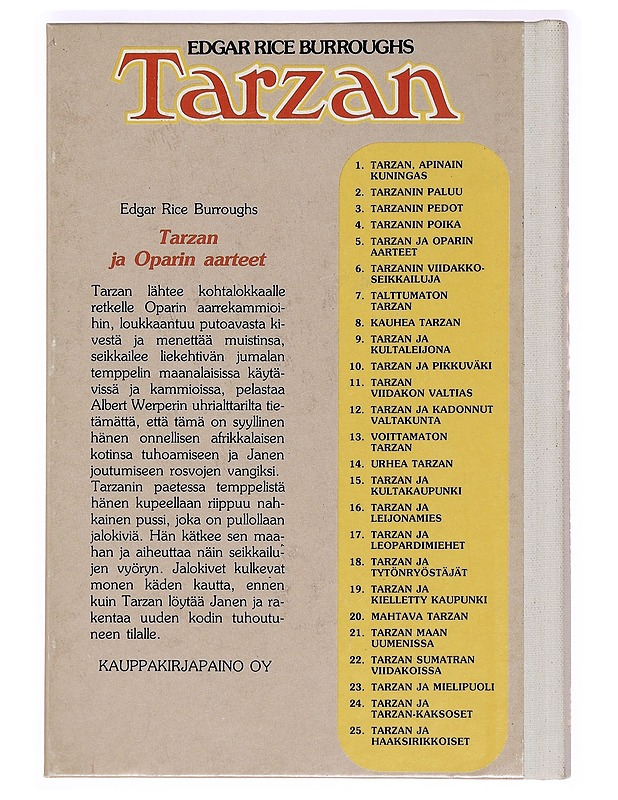 Tarzan ja Oparin aarteet - Edgar Rice Burroughs - Nuorten kirjat - 10105362329 - 1