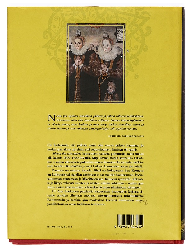 Silmän ilot : kauneuden kulttuurihistoriaa uuden ajan alussa - Anu Korhonen - Taide- ja kulttuurikirjat - 10105362780 - 1