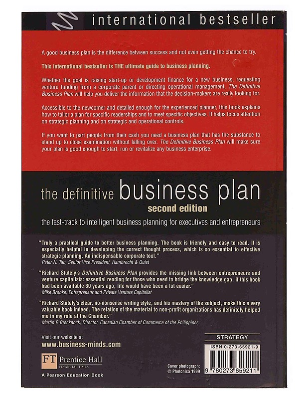 The definitive business plan : the fast-track to intelligent business planning for executives and entrepreneurs - Stutely, Richard - Tietokirjat ja oppaat - 10105363103 - 1