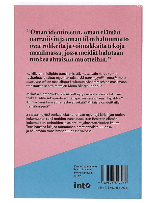 23 transmyyttiä : totta ja tarua transihmisistä - Mona Bling - Hyvinvointikirjat - 10105363210 - 1