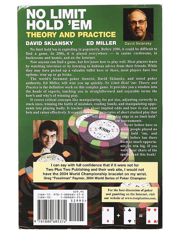 No limit hold'em : theory and practice - Sklansky, David - Tietokirjat ja oppaat - 10105363335 - 1
