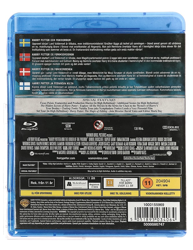 Harry Potter and the order Phoenix - Blu-ray - Blu-ray-levyt - 10105363622 - 1