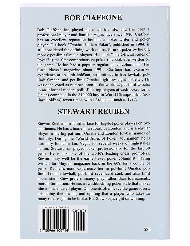 Pot-Limit and No-Limit Poker - Stewart Reuben ja Bob Ciaffone - Elämäkerrat ja muistelmat - 10105363867 - 1