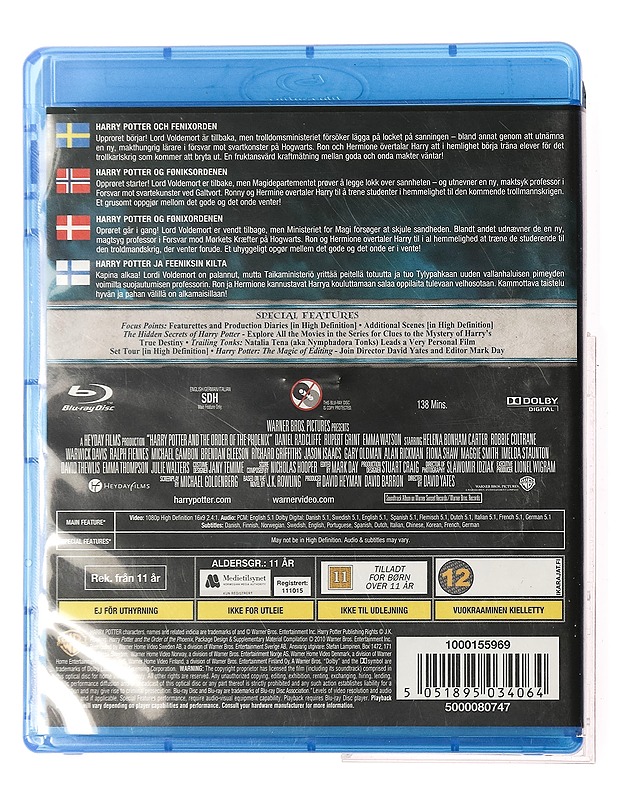 Harry Potter and the order of the Phoenix - Blu-ray - Blu-ray-levyt - 10105364626 - 1