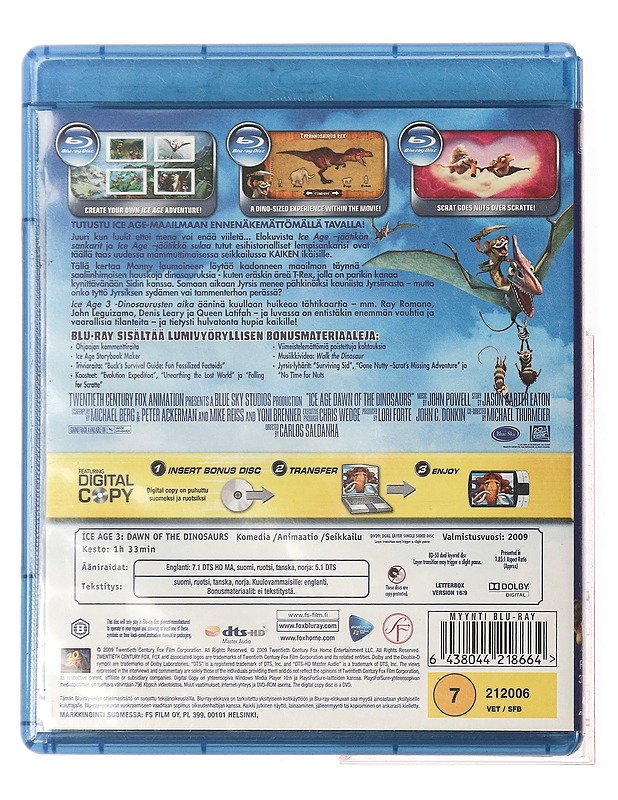 Ice age 3 dinosaurusten aika - Blu-ray - Blu-ray-levyt - 10105364681 - 1