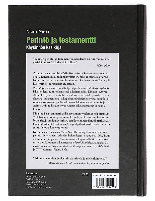 Perintö ja testamentti - Matti Norri - Tietokirjat ja oppaat - 10105366474 - 1