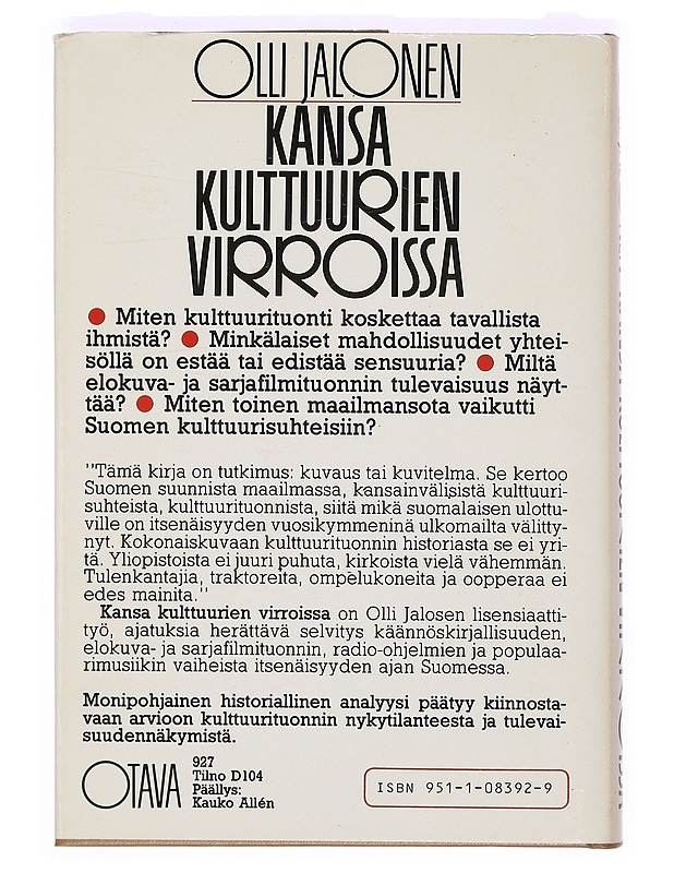 Kansa kulttuurien virroissa - Olli Jalonen - Taide- ja kulttuurikirjat - 10105366781 - 1