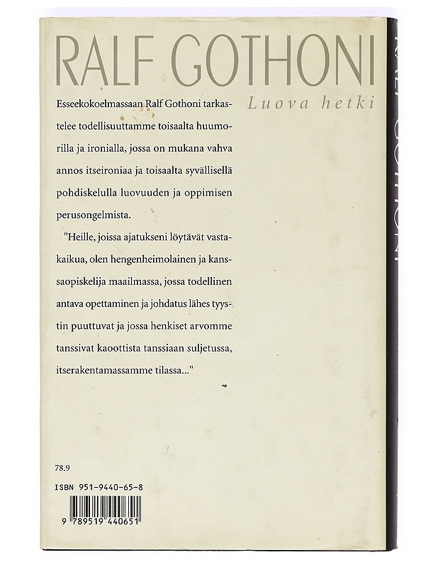 Luova hetki : esseitä matkallaolosta musiikissa - Ralf Gothoni - Musiikki- ja elokuvakirjat - 10105366832 - 1
