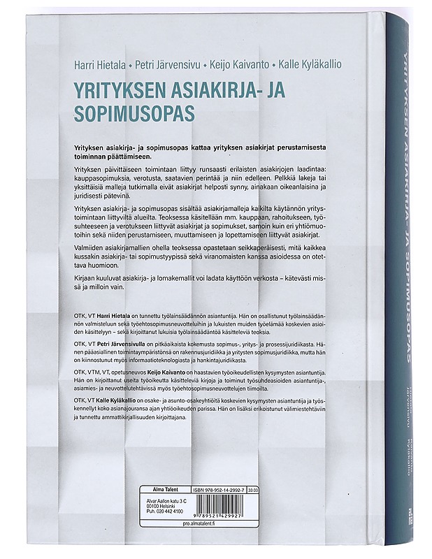 Yrityksen asiakirja- ja sopimusopas - Hietala, Harri - Tietokirjat ja oppaat - 10105367869 - 1