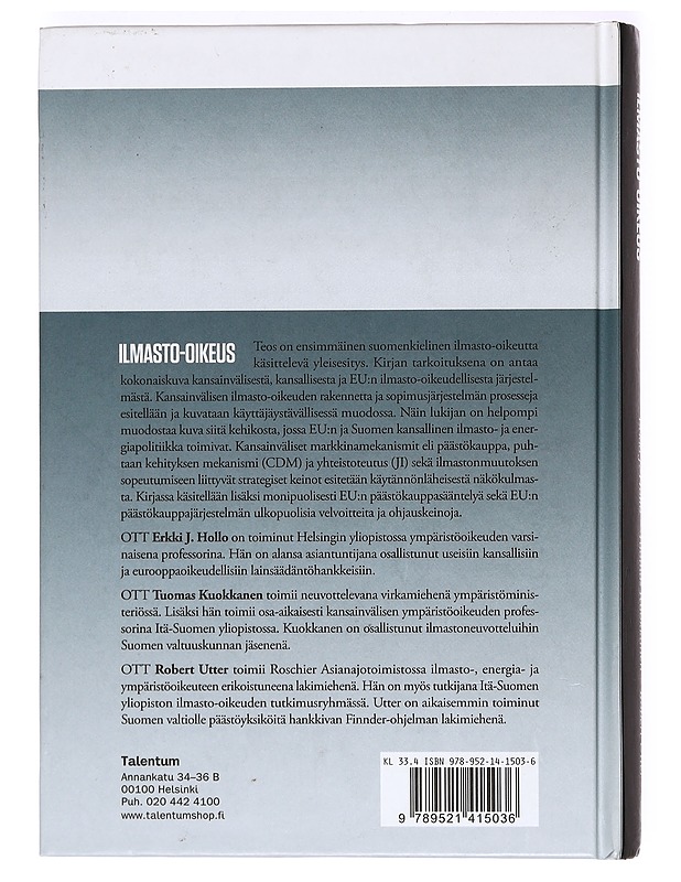 Ilmasto-oikeus - Hollo, Erkki J. - Tietokirjat ja oppaat - 10105368523 - 1