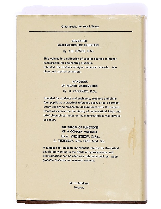 Introductory Mathematics for Engineers - Myskis, A. D. - Tietokirjat ja oppaat - 10105368652 - 1