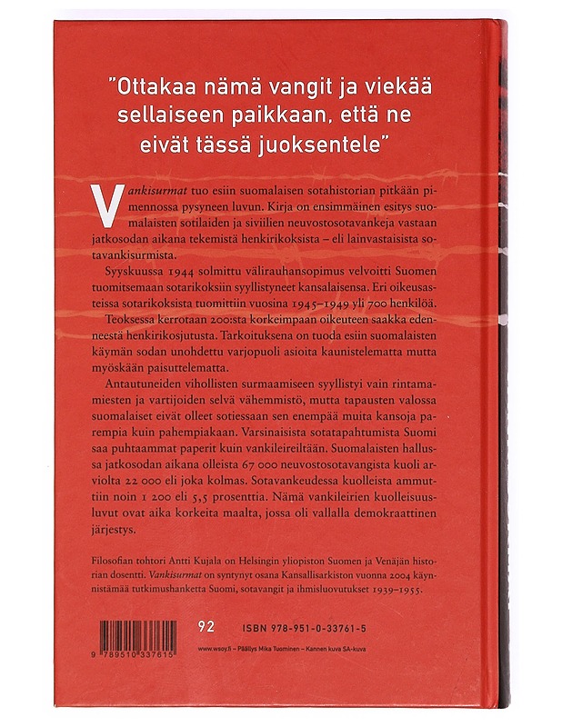Vankisurmat : neuvostosotavankien laittomat ampumiset jatkosodassa - Kujala, Antti - Historiakirjat - 10105369744 - 1