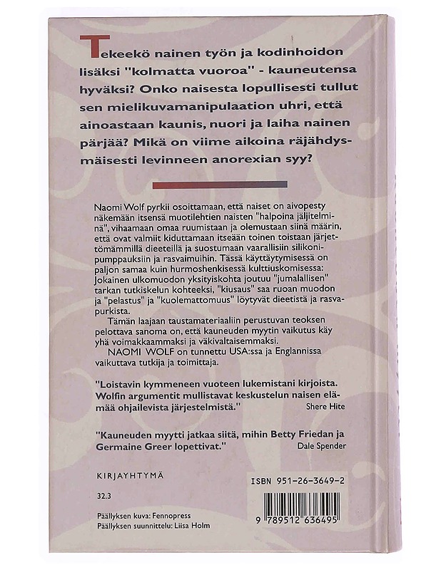 Kauneuden myytti : kuinka mielikuvilla hallitaan naista - Wolf, Naomi - Tietokirjat ja oppaat - 10105369964 - 1