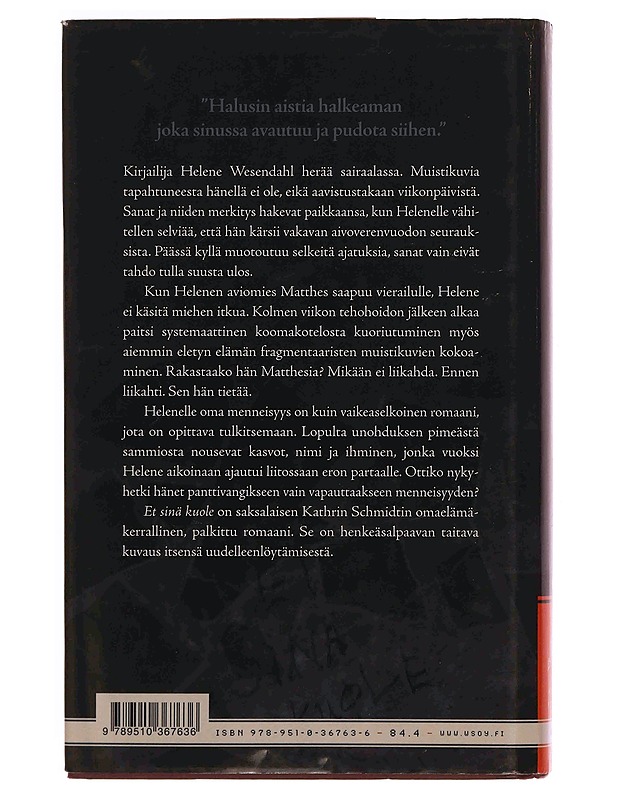 Et sinä kuole - Schmidt, Kathrin - Romaanit ja novellit - 10105370014 - 1