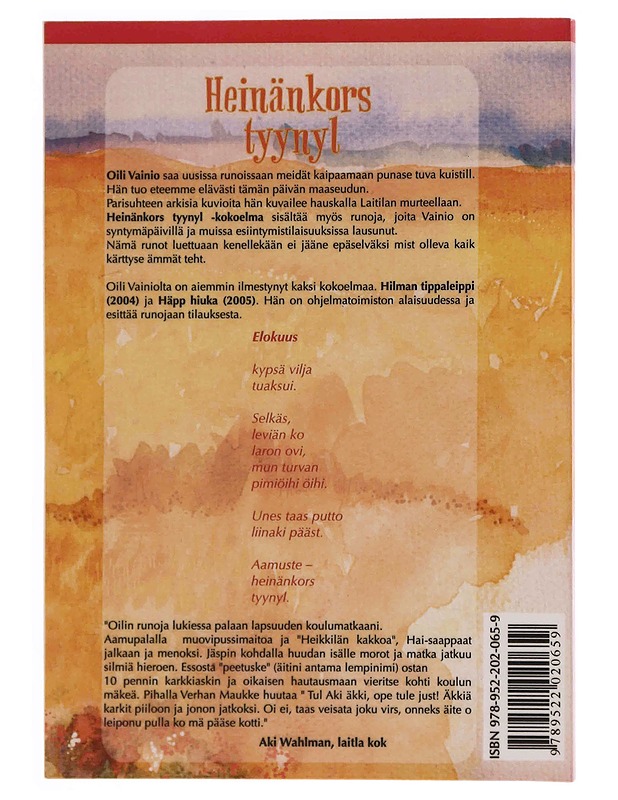 Heinänkors tyynyl : runoja - Oili Vainio - Runot ja näytelmät - 10105370200 - 1
