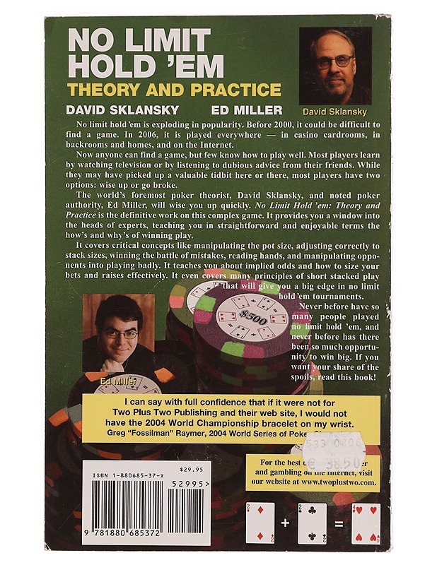 No limit hold'em : theory and practice - Sklansky, David - Tietokirjat ja oppaat - 10105370518 - 1