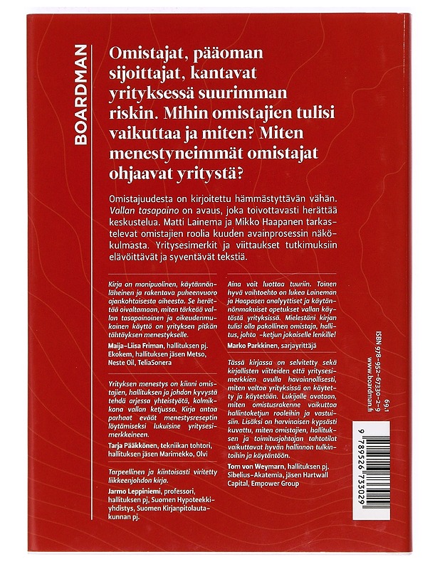 Vallan tasapaino : omistajat & hallitus & johto - Lainema, Matti - Tietokirjat ja oppaat - 10105371076 - 1