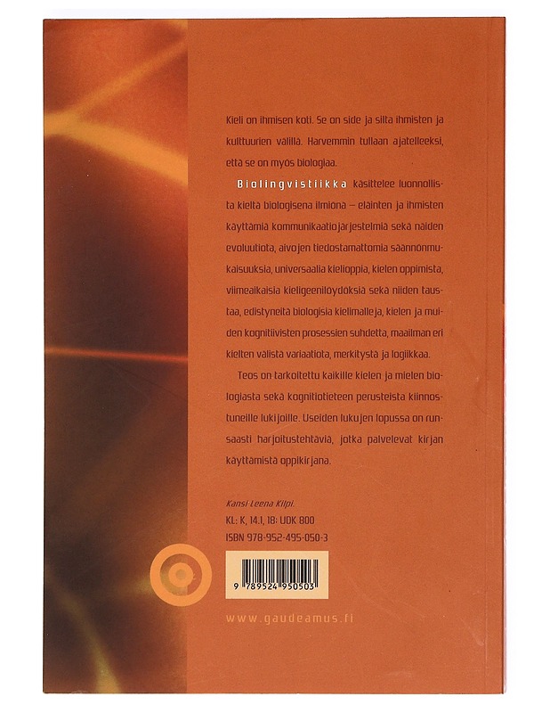 Biolingvistiikka : johdatus kielen biologiaan, evoluutioon ja kognitiivisiin perusteisiin - Pauli Brattico - Tietokirjat ja oppaat - 10105371683 - 1