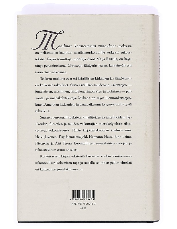 Maailman kauneimmat rukoukset - Einiger, Christoph - Kaunokirjallisuus - 10105372333 - 1
