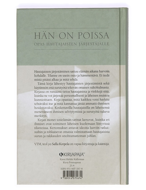Hän on poissa : opas hautajaisten järjestäjälle - Salla Korpela - Tietokirjat ja oppaat - 10105373850 - 1
