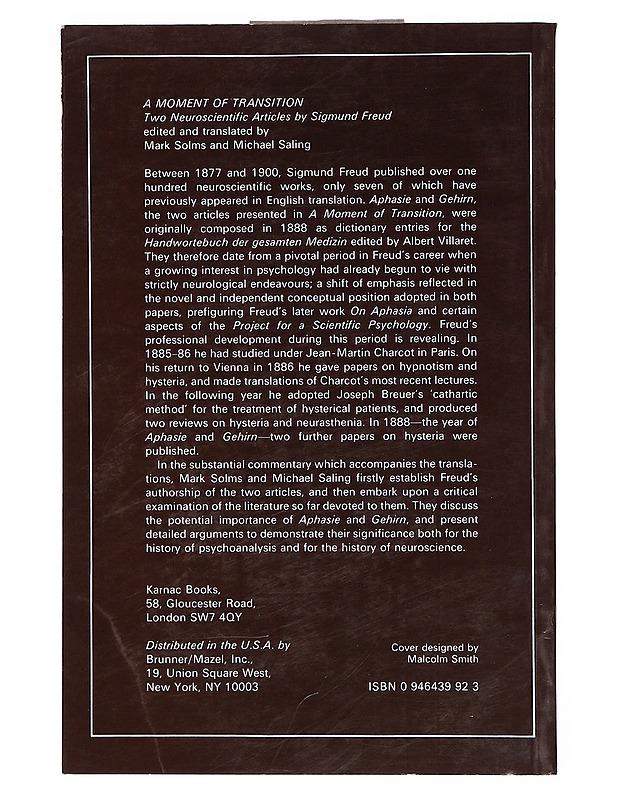 A moment of transition: Two neuroscientific articles by Sigmund Freud - Tietokirjat ja oppaat - 10105374287 - 1