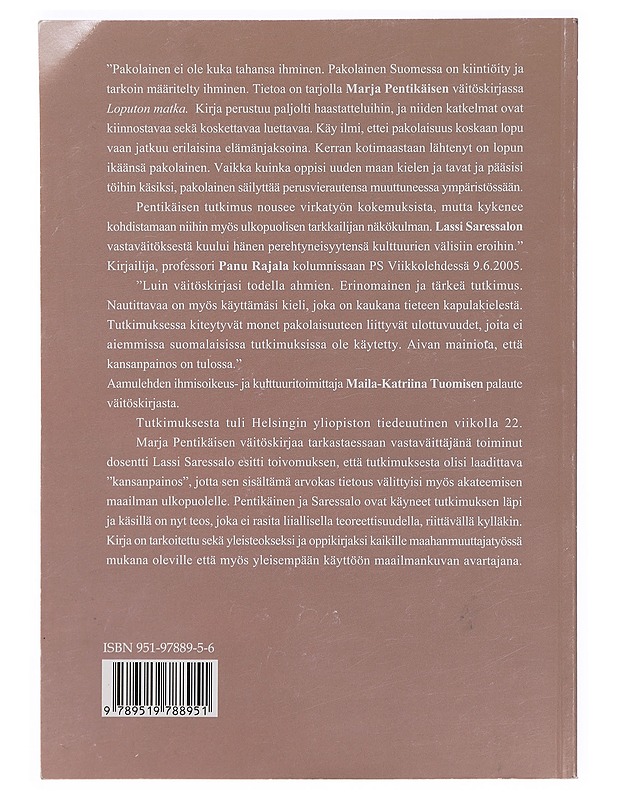 Loputtomalla matkalla : kertomuksia pakolaisuudesta - Pentikäinen, Marja - Elämäkerrat ja muistelmat - 10105375502 - 1