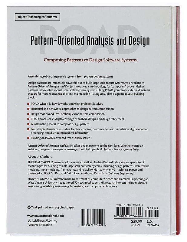 Pattern-oriented analysis and design : composing patterns to design software systems - Yacoub, Sherif M. - Tietokirjat ja oppaat - 10105376036 - 1