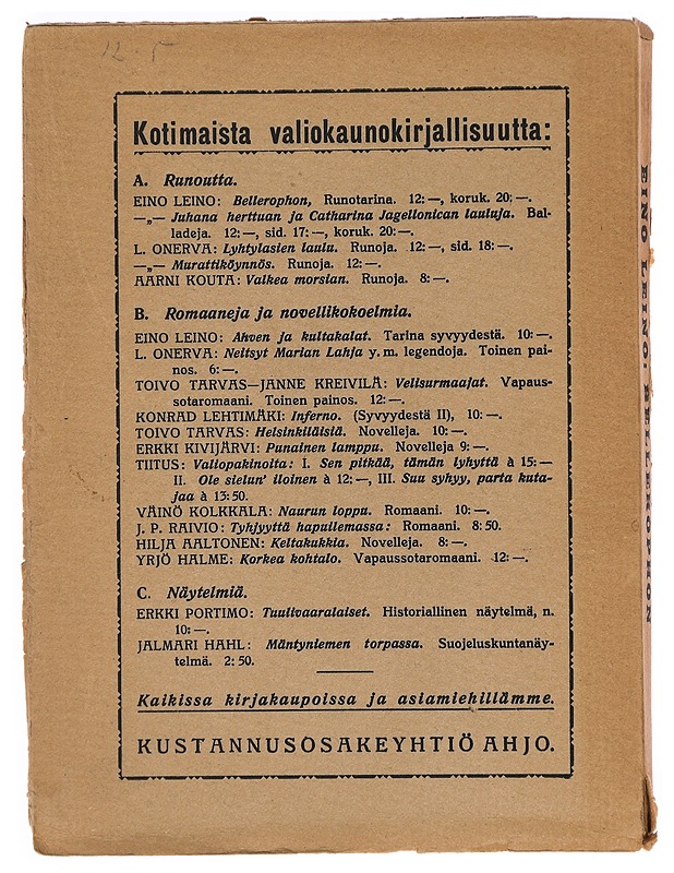 Bellerophon : Runotarina - Eino Leino - Runot ja näytelmät - 10105376101 - 1