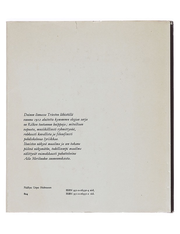 Duinon elegiat : Duineser Elegien - Rilke, Rainer Maria - Runot ja näytelmät - 10105376143 - 1